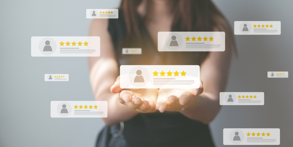 Customer Review Good Rating Concept Customer Review By Five Star